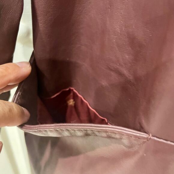 VTG ETIENNE AIGNER COAT BLAZER LEATHER MAROON SZ S OVERSIZED DARK ACADEMIA - Picture 15 of 16